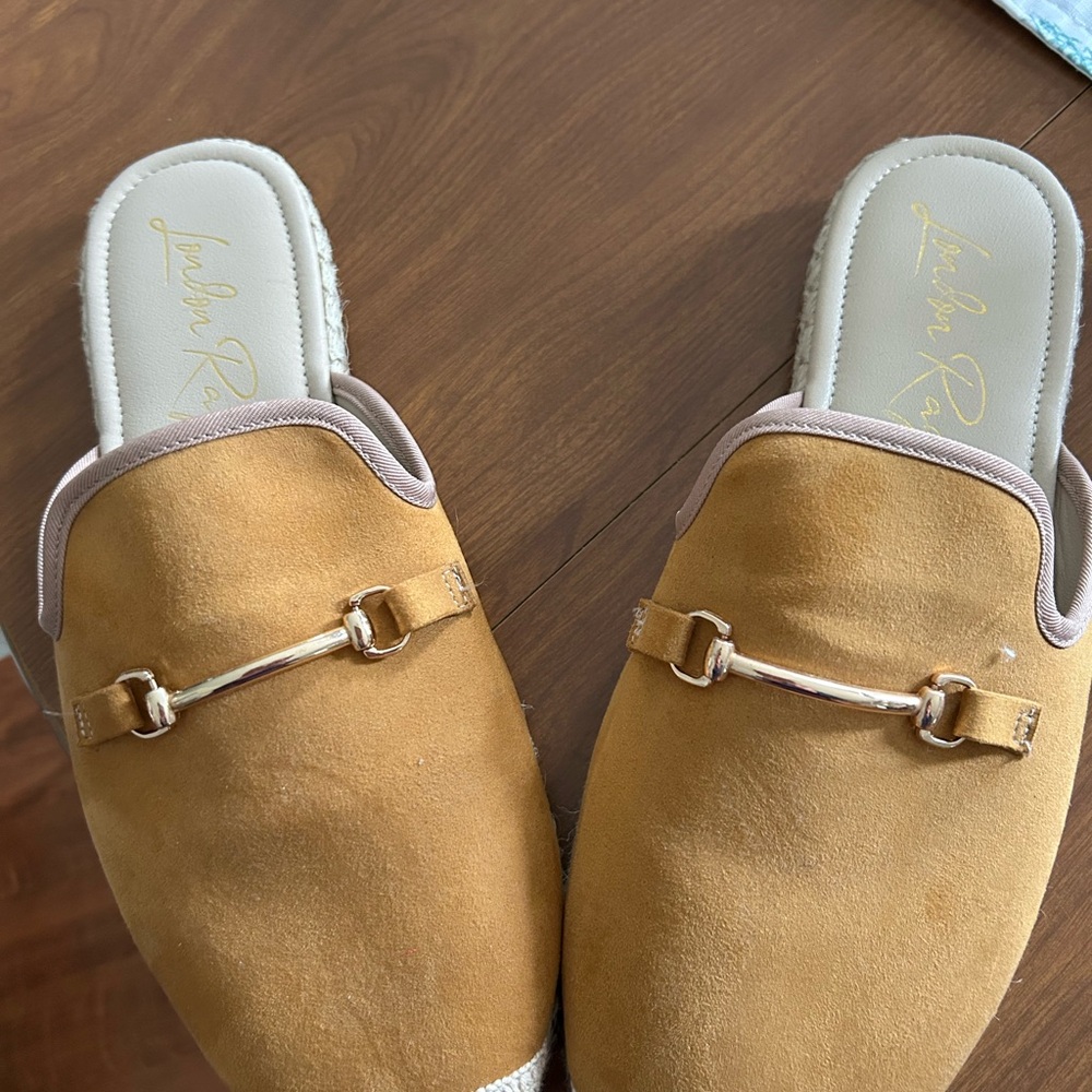 Lauren Ralph Lauren Tan Suede Mules with Silver Accent